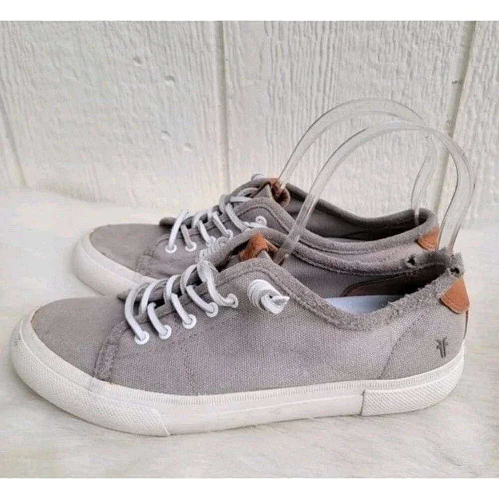 Frye canvas leather gray sneakers womens  sz 8